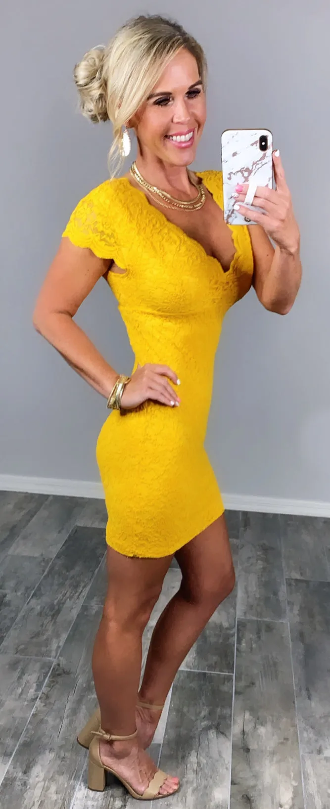 Thriving All Night Dress - Mustard