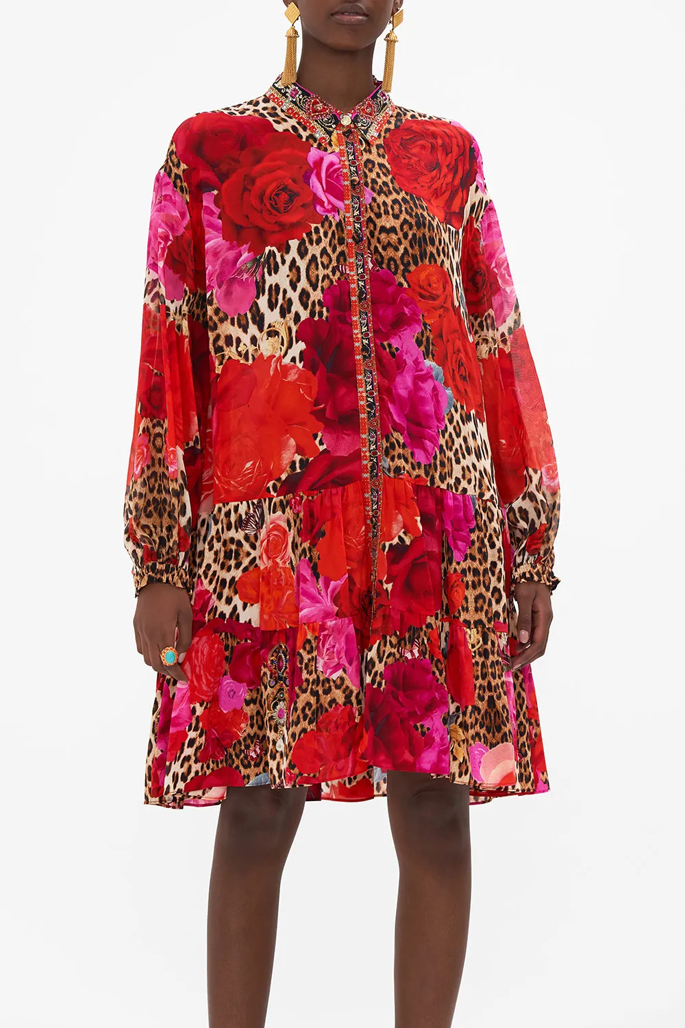 TIERED SHIRT DRESS HEART LIKE A WILDFLOWER