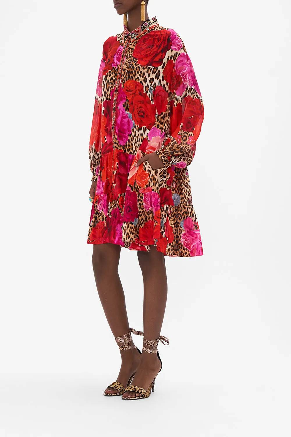 TIERED SHIRT DRESS HEART LIKE A WILDFLOWER