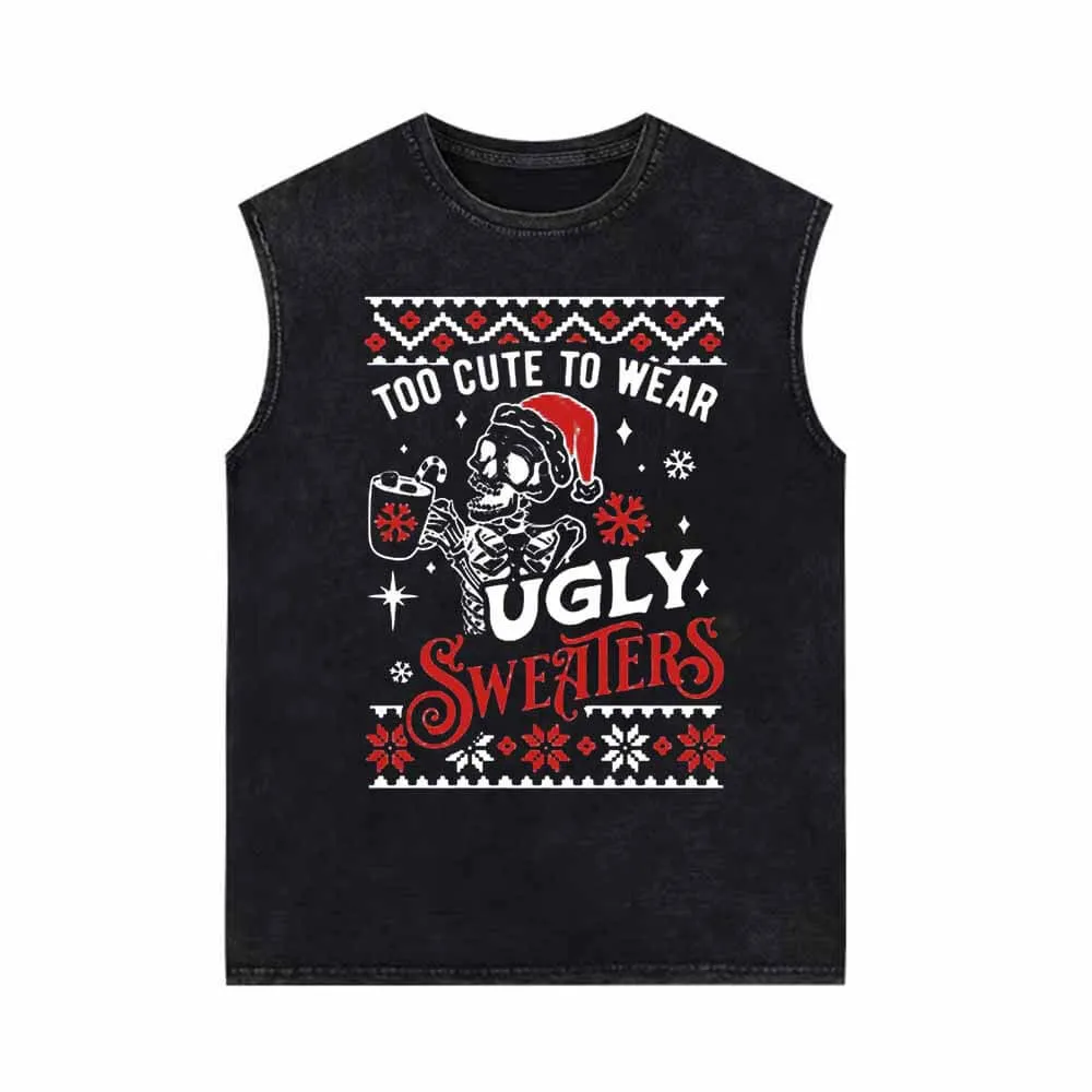 Too Cute To Wear Ugly Sweaters Vintage Washed Vest Top