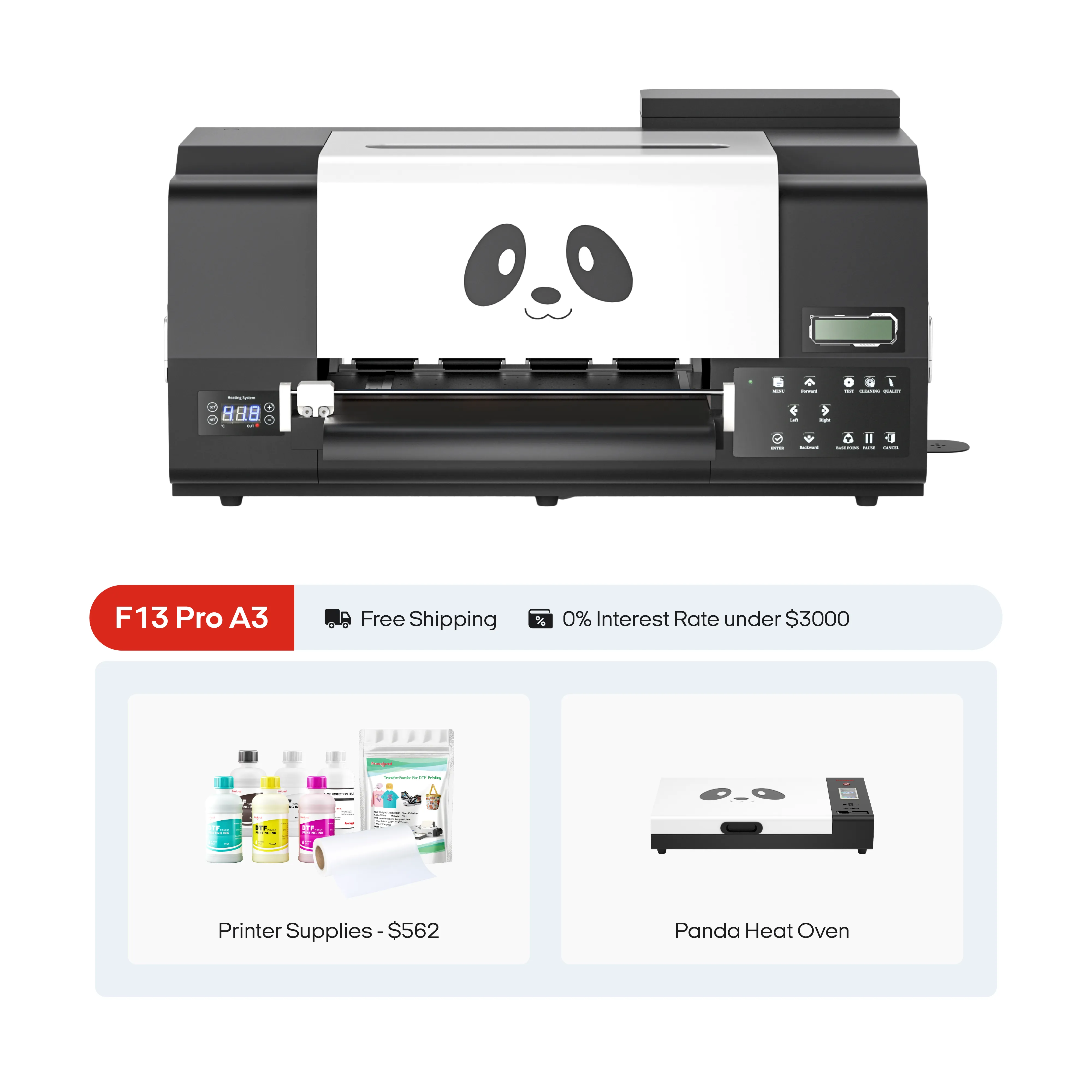 Tshirt Printing Machine Dual Heads DTF-PRO A3 DTF Transfer Printer Roller Version (13")