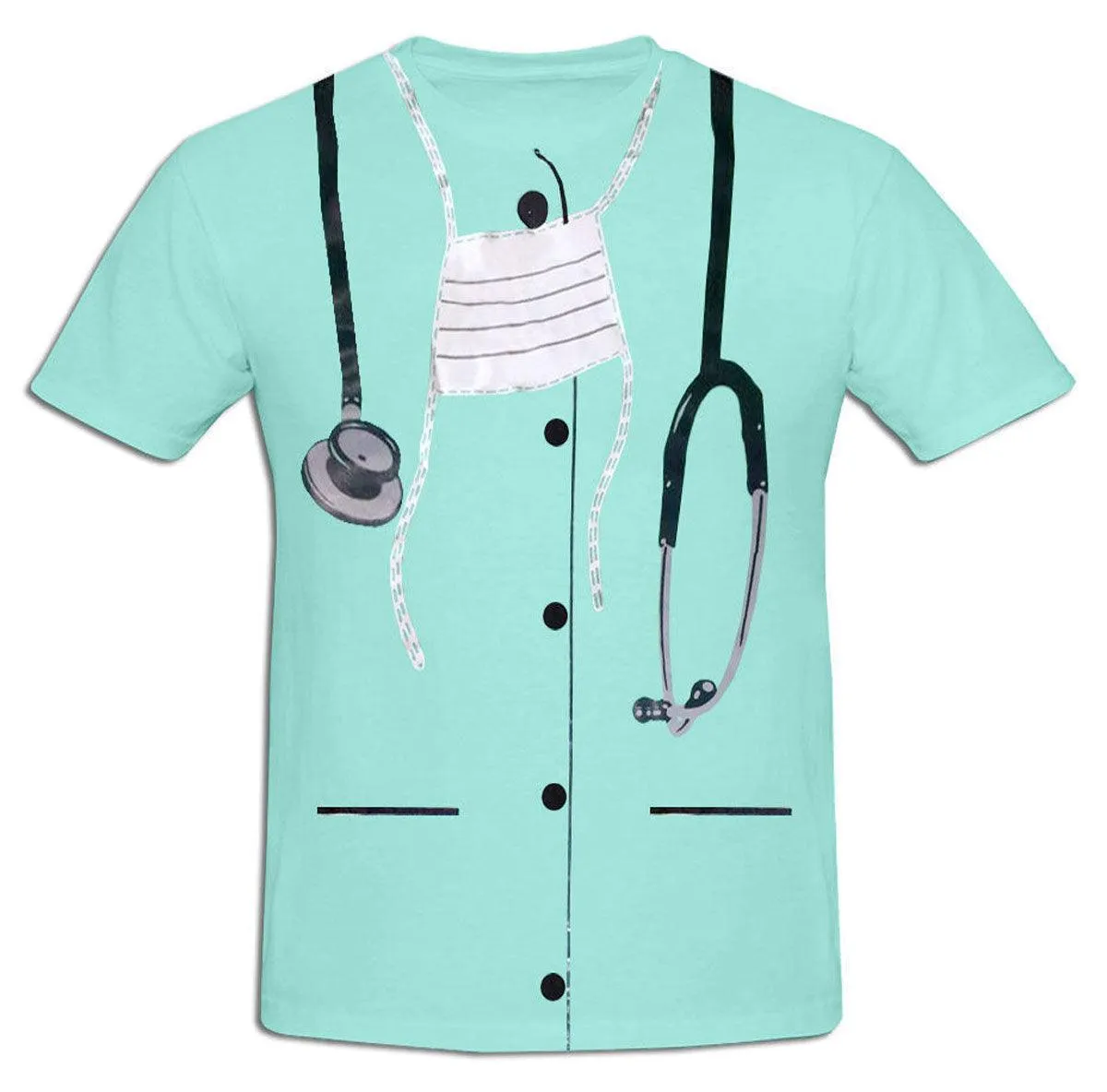 Unisex Surgeon Printed T-shirt Short Sleeve Adults Doctor Zombie Halloween Fancy Dress Top