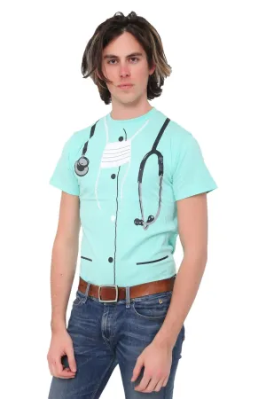 Unisex Surgeon Printed T-shirt Short Sleeve Adults Doctor Zombie Halloween Fancy Dress Top