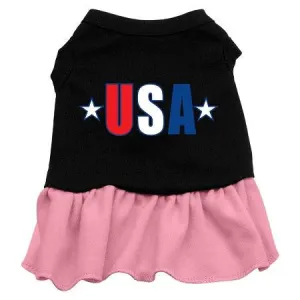 USA Star Screen Print Dress Black with Pink XXXL (20)