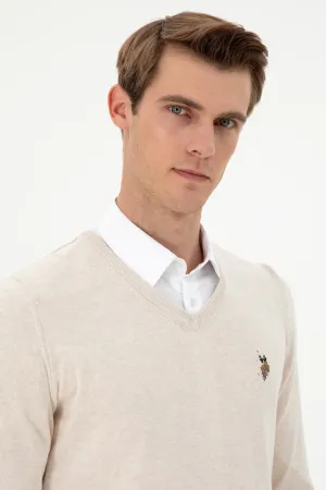 USPA Men Jumper V/Neck Cream VR159 USPJR373 US POLO ASSN.
