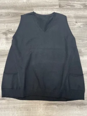 V-Neck Black Vest With Pockets O/S