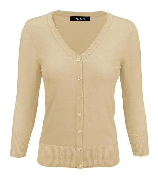 V-Neck Button Down Knit Cardigan Sweater