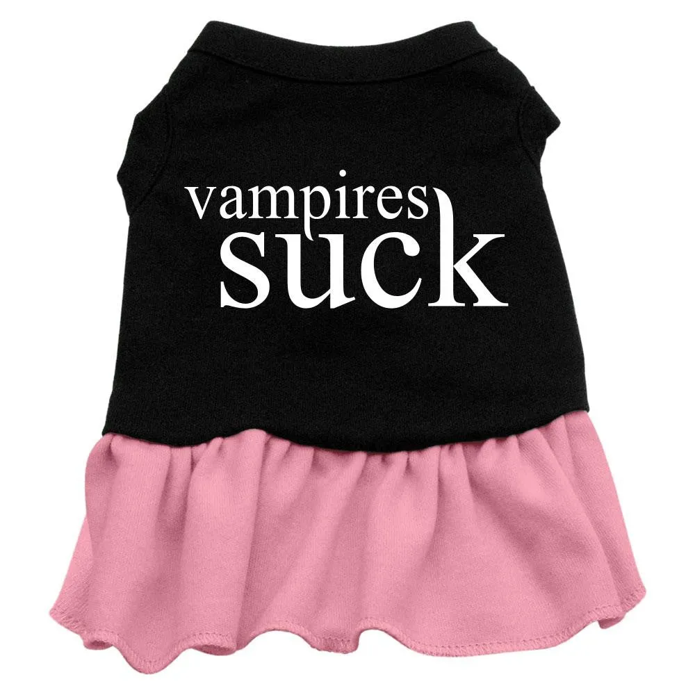 Vampires Suck Screen Print Dress Black with Pink XS (8)