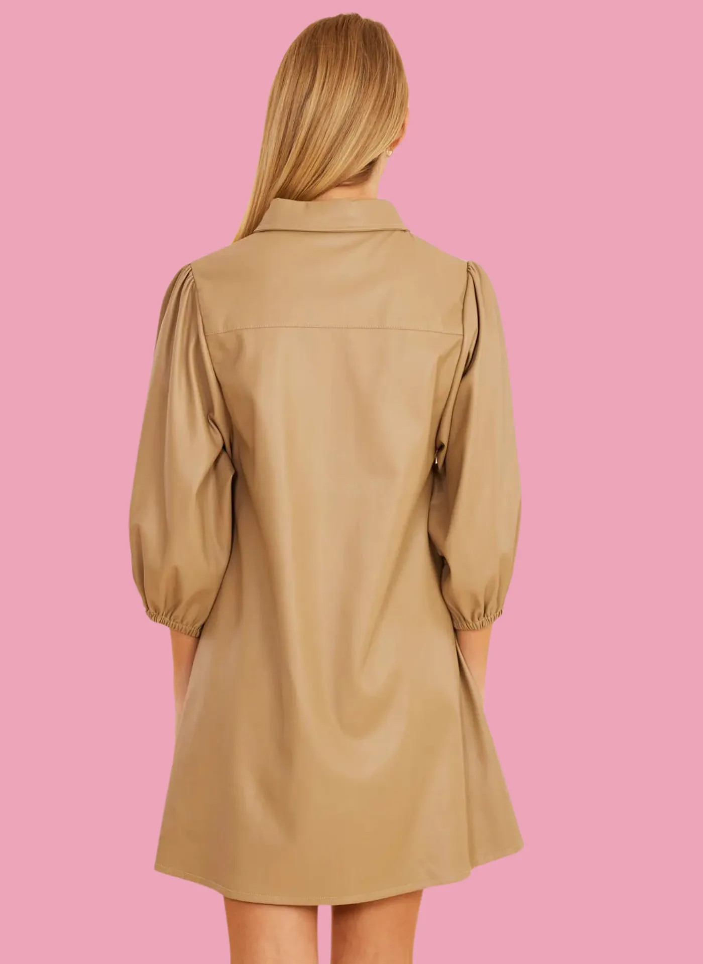 Vegan Leather Mini Shirt Dress
