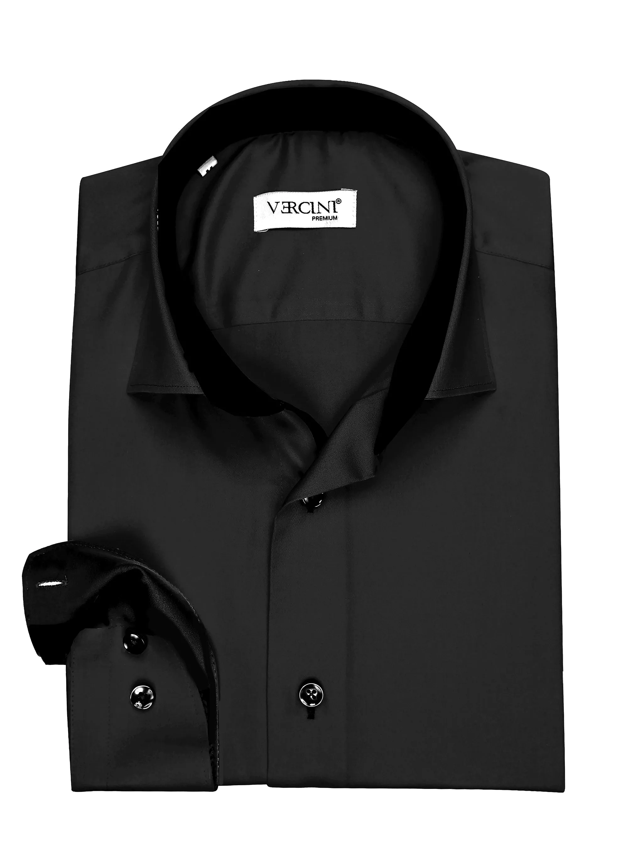 Vercini Midnight Noir Cotton Dress Shirt
