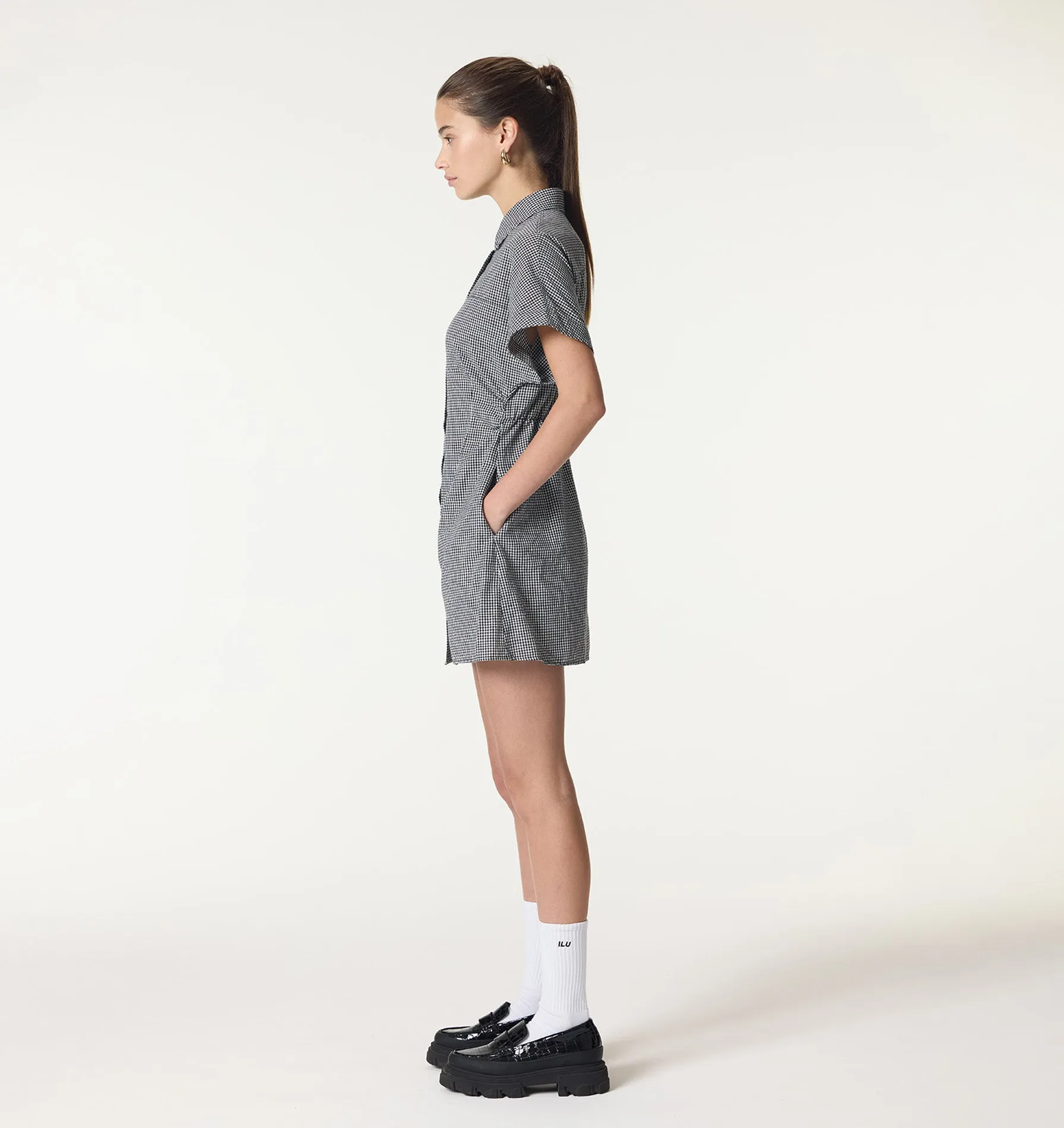 Vesta Gingham Dress - Black/White