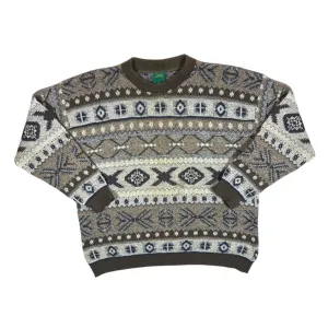 Vintage 90's C&A Grandad Patterned Knit Crewneck Sweater Jumper