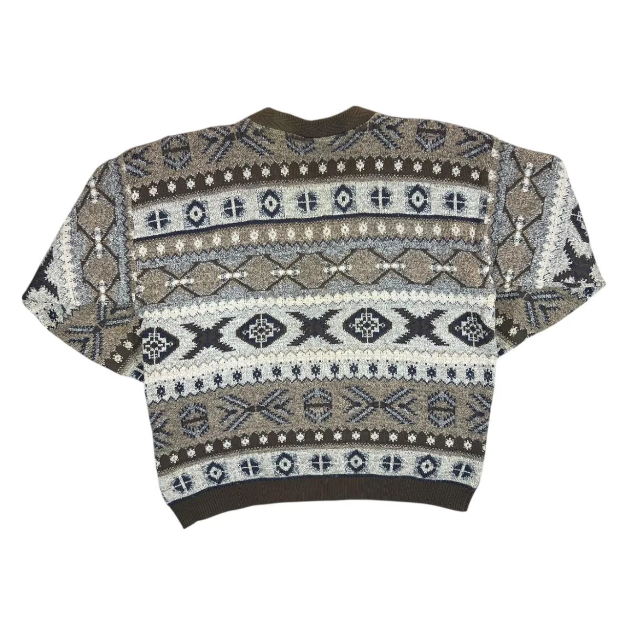 Vintage 90's C&A Grandad Patterned Knit Crewneck Sweater Jumper