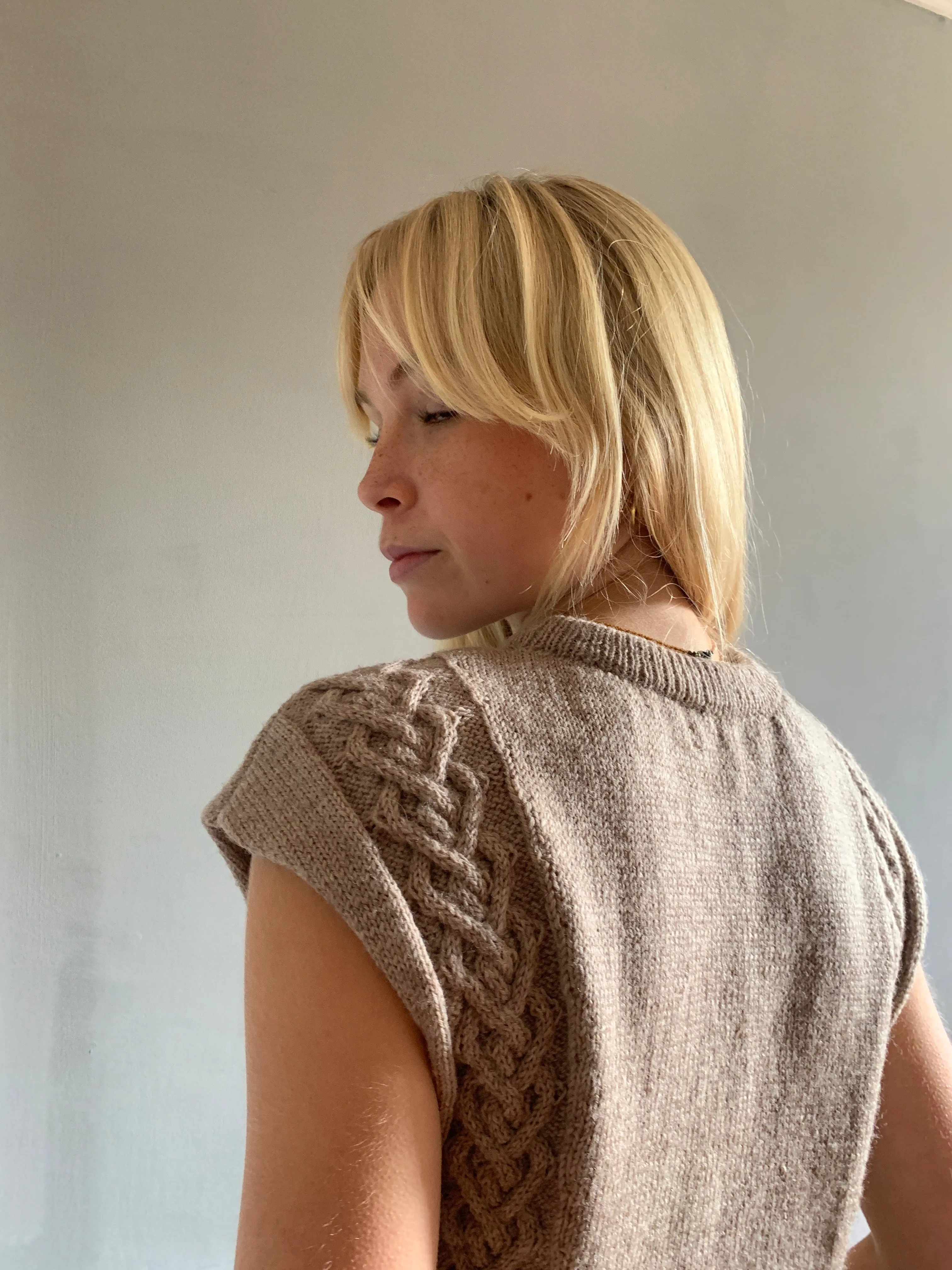 Vintage hand knitted cable tank top