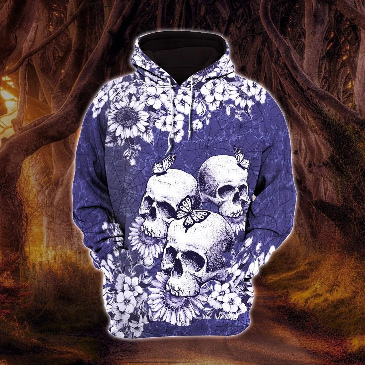 Violet Gothic Skull Artwork Combo Hoodie and Leggings