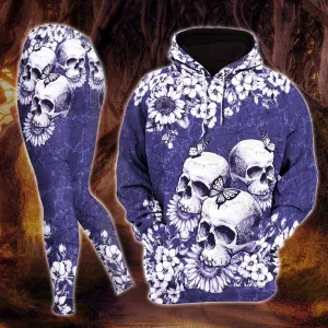 Violet Gothic Skull Artwork Combo Hoodie and Leggings