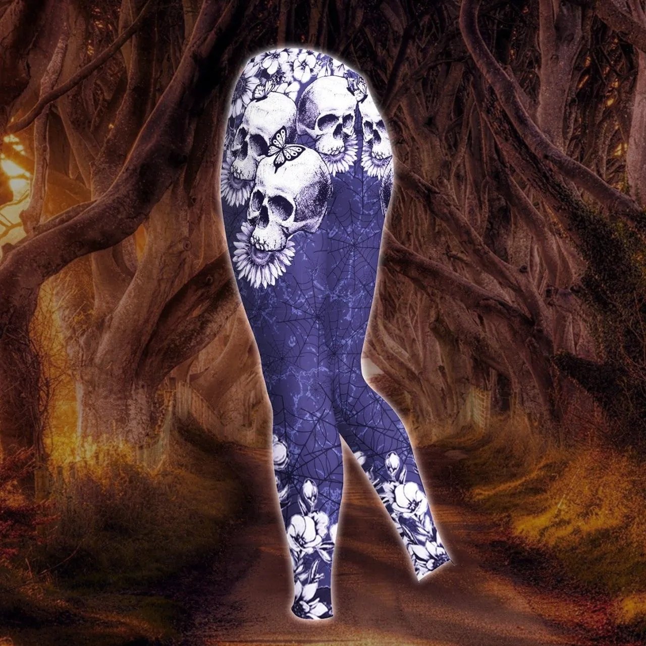 Violet Gothic Skull Artwork Combo Hoodie and Leggings