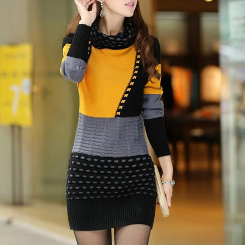 Warm Knitted Sweater Dress