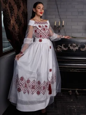 Wedding dress with Ukrainian embroidery