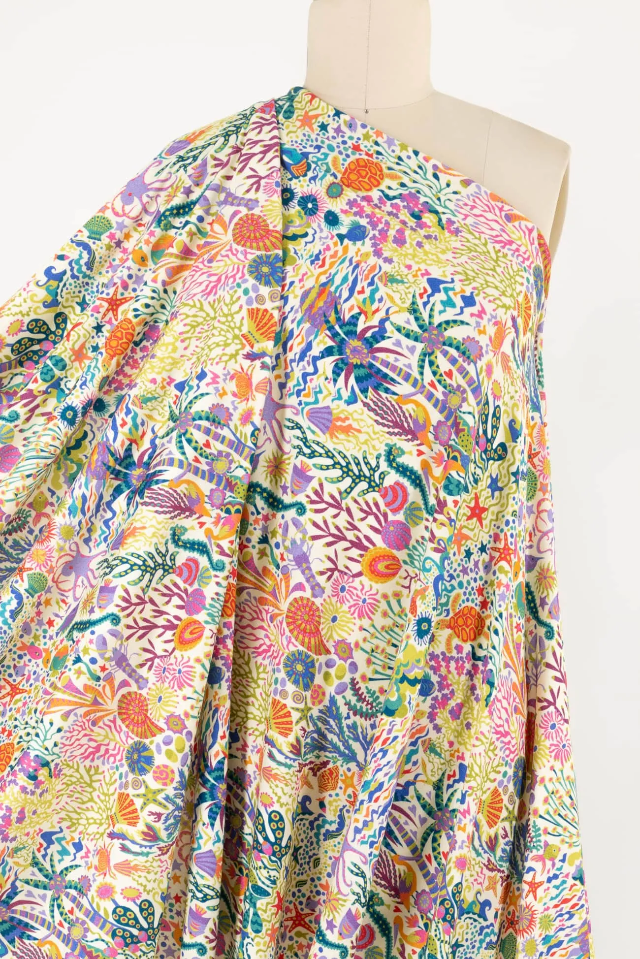 White Octopus Garden Cotton Jersey Knit