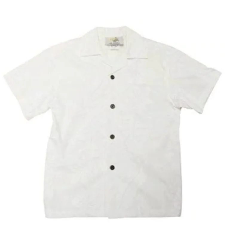 White on White Hawaiian Shirt for Boys