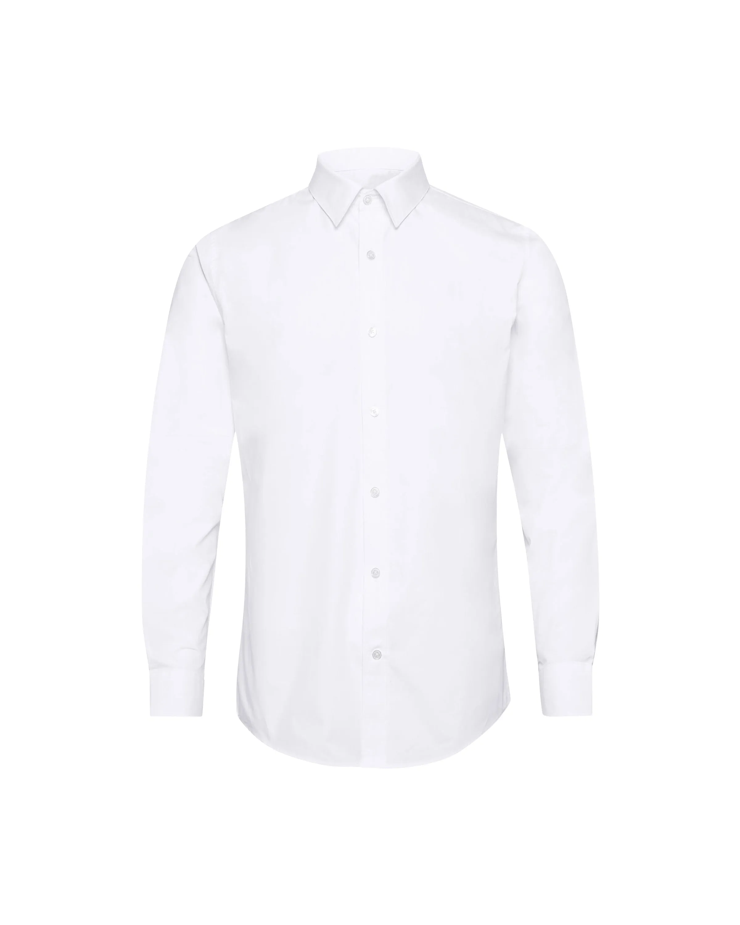 White Twill Natural Stretch Cotton Dress Shirt