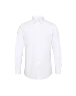 White Twill Natural Stretch Cotton French Cuff Dress Shirt