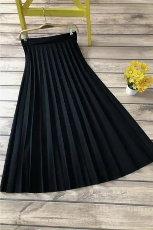 Women-s Black Patterned Long Skirt