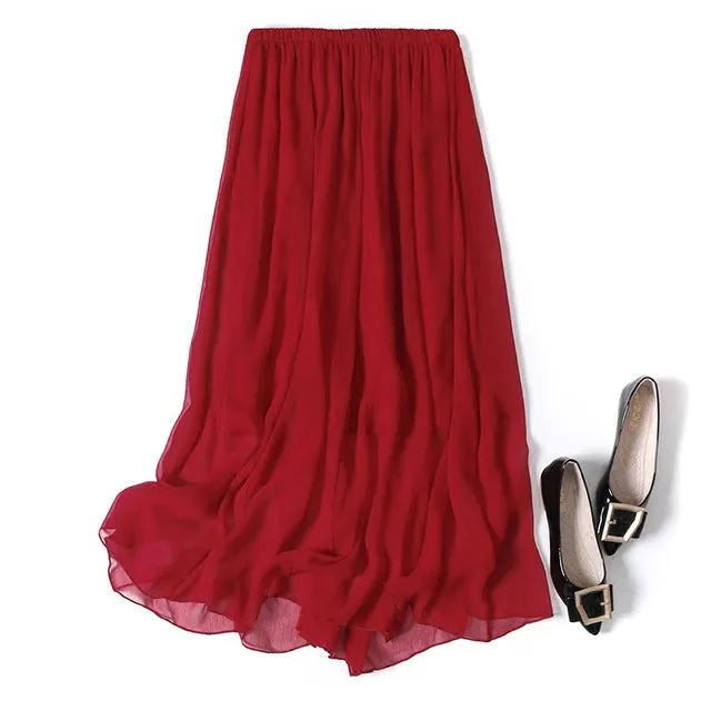 Women Silk Long Skirt