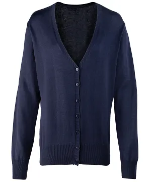 Womens button-through knitted cardigan | Navy