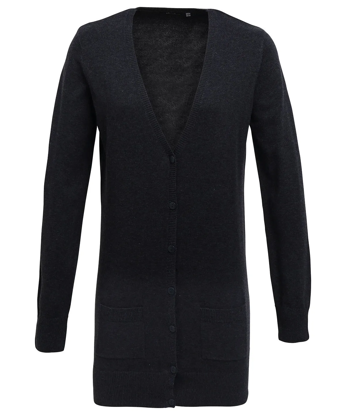 Womens longline knitted cardigan | Charcoal