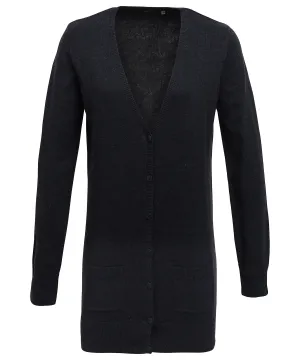 Womens longline knitted cardigan | Charcoal