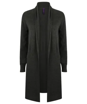 Womens longline open cardigan | Grey Marl