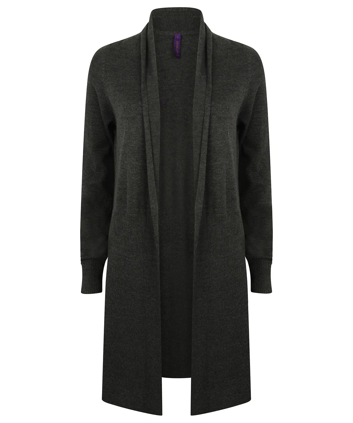 Womens longline open cardigan | Grey Marl