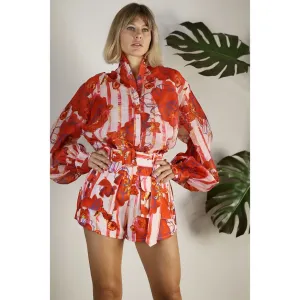 Women's Mulla Oversized Sheer Shirt with Belted Short Set