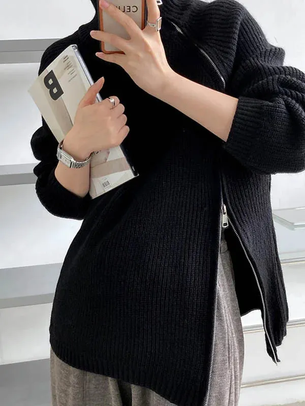 Women's Oversized Turtleneck Jumper with Side Zipper | Ideal for Autumn/Winter