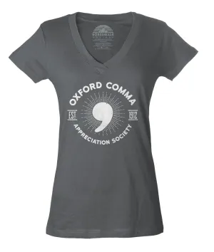 Women's Oxford Comma Appreciation Society Vneck T-Shirt
