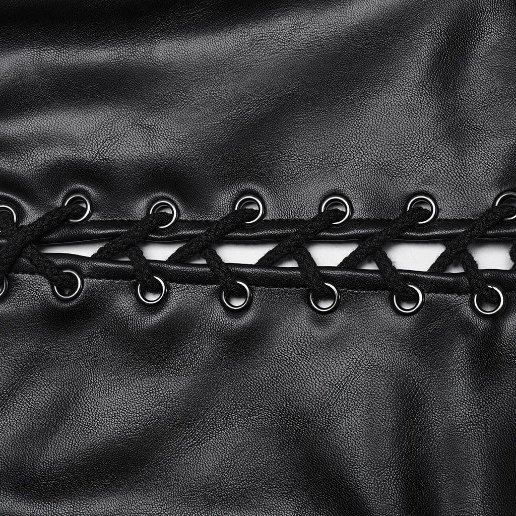 Women's Punk Lace-up Faux Leather Vest