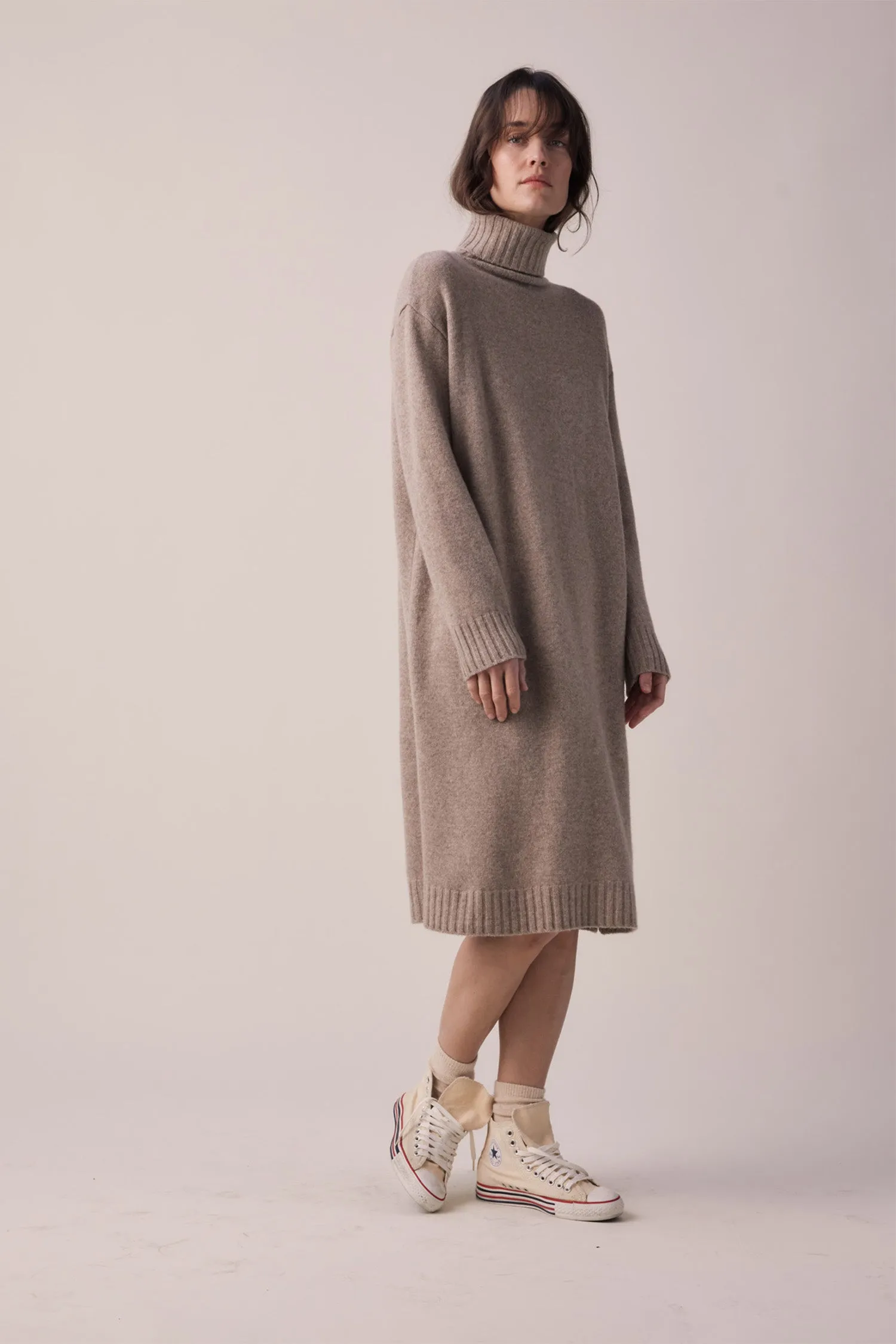 Wool Turtleneck midi dress