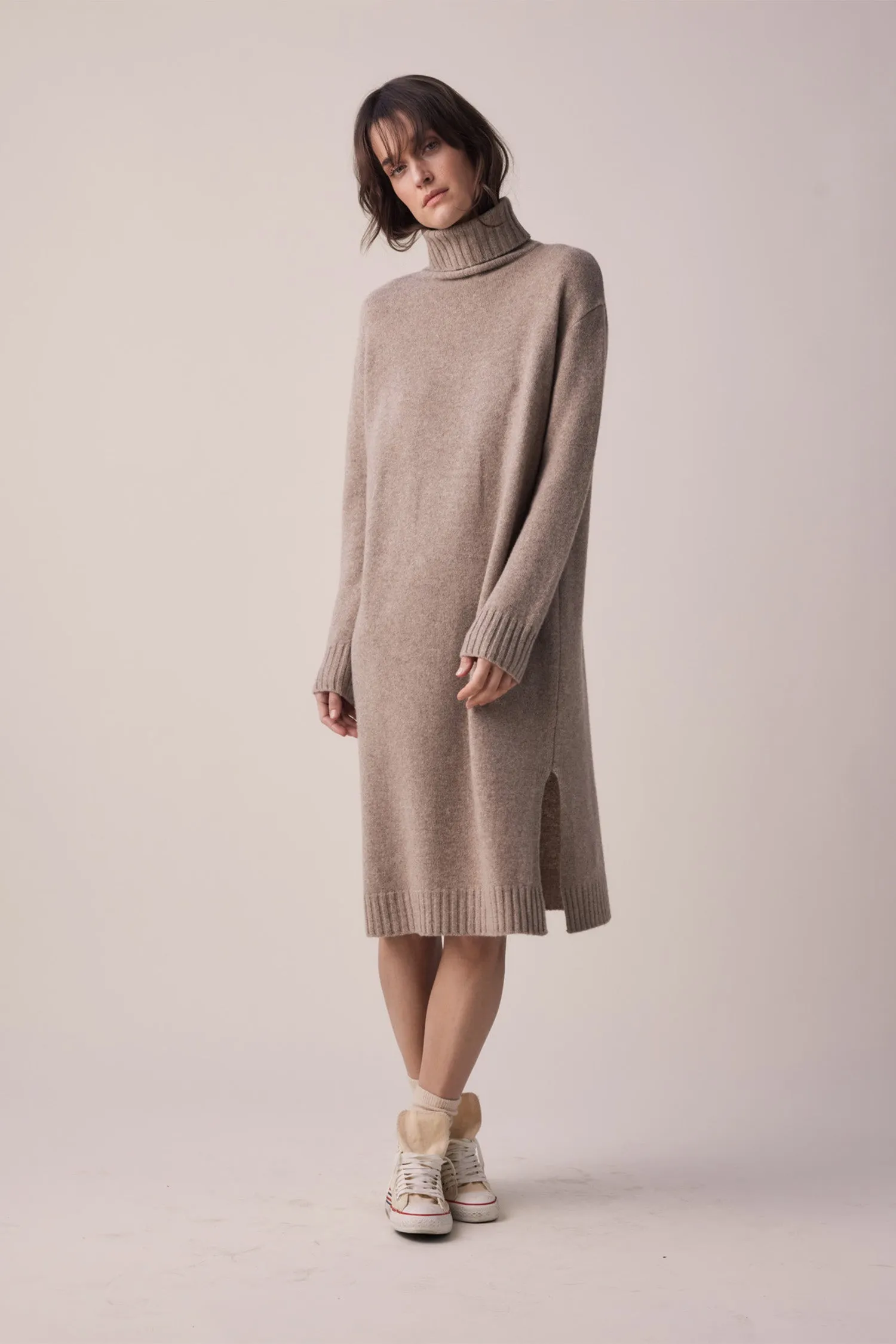 Wool Turtleneck midi dress