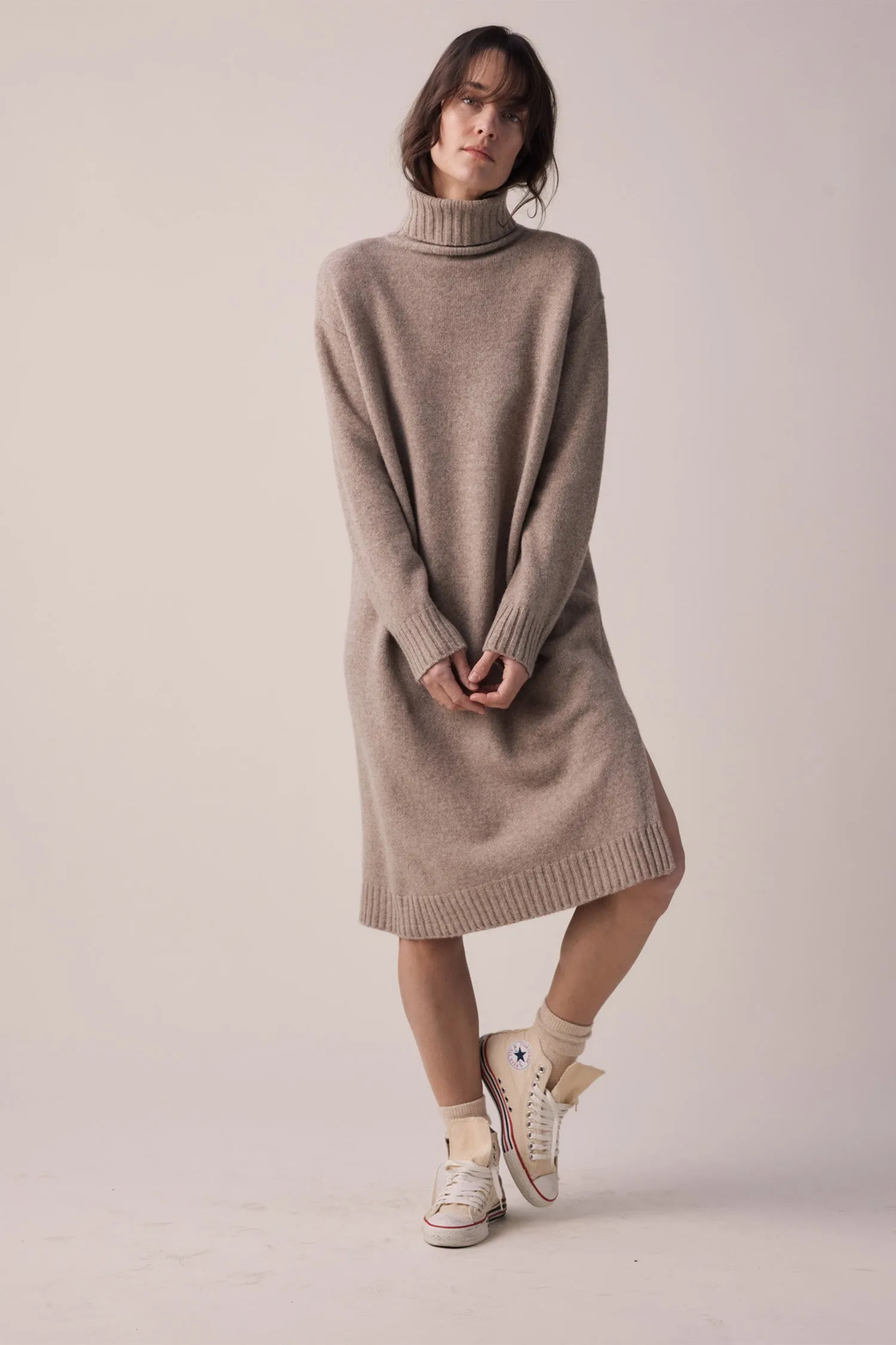 Wool Turtleneck midi dress