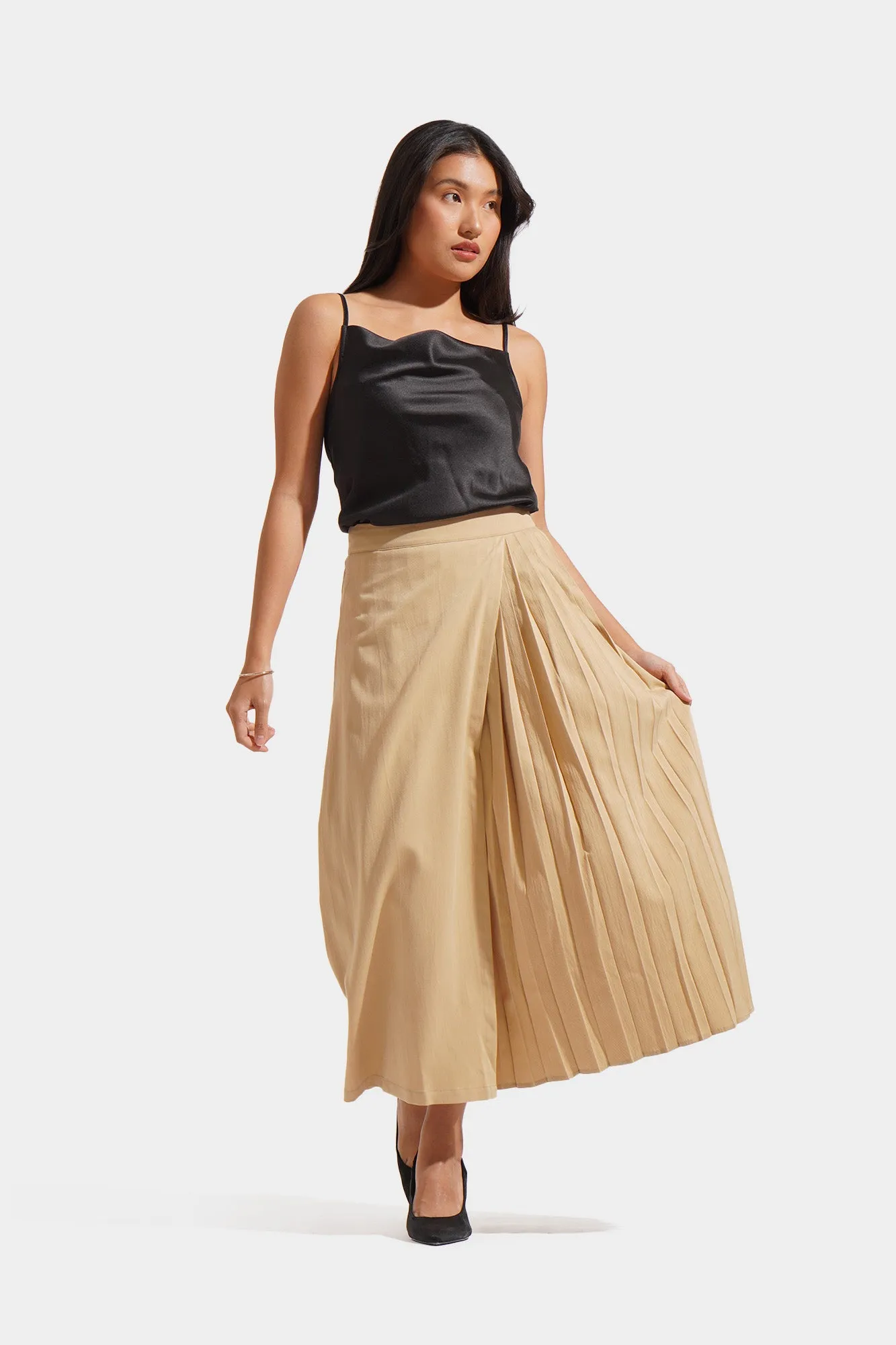 Wrap Pleated Skirt