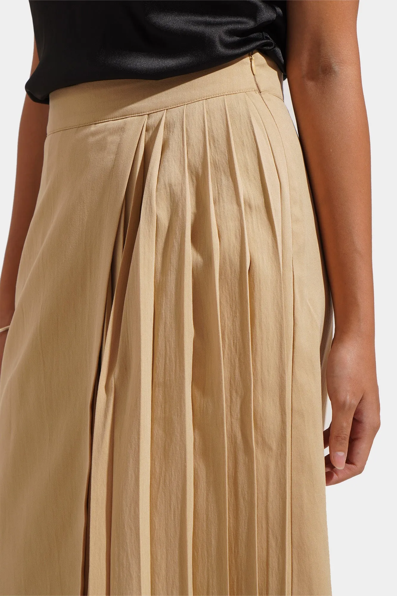 Wrap Pleated Skirt