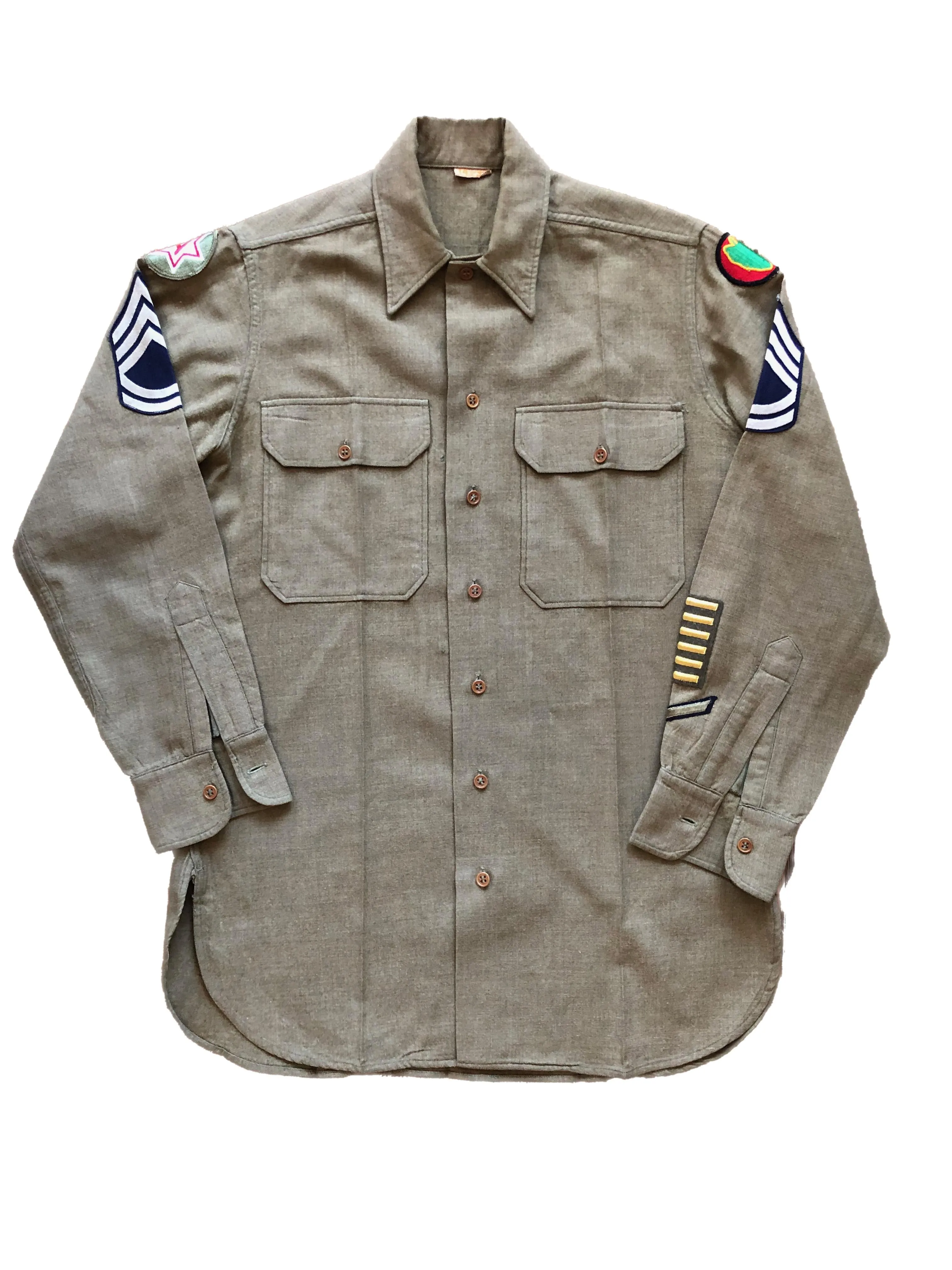 WWII U.S. Army Wool Officers Dress Shirt 6th Army and 24th Infantry Division