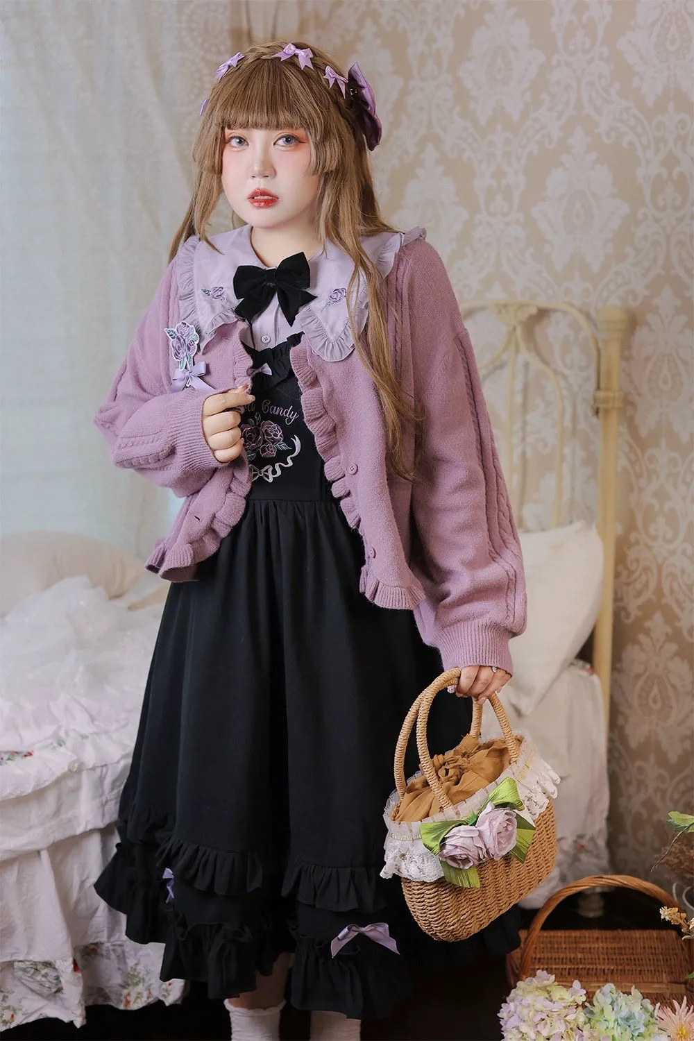 Yingtang~French Rose~Plus Size Lolita Dress Winter Lolita Sweater Set