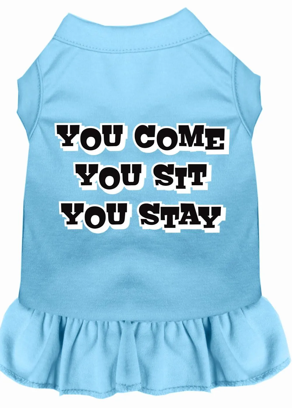 You Come, You Sit, You Stay Screen Print Dress Baby Blue Med (12)