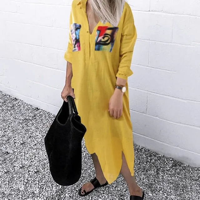 ZANZEA Sassy and Sharp Cotton Lapel Neck Pocket Shirt Dress