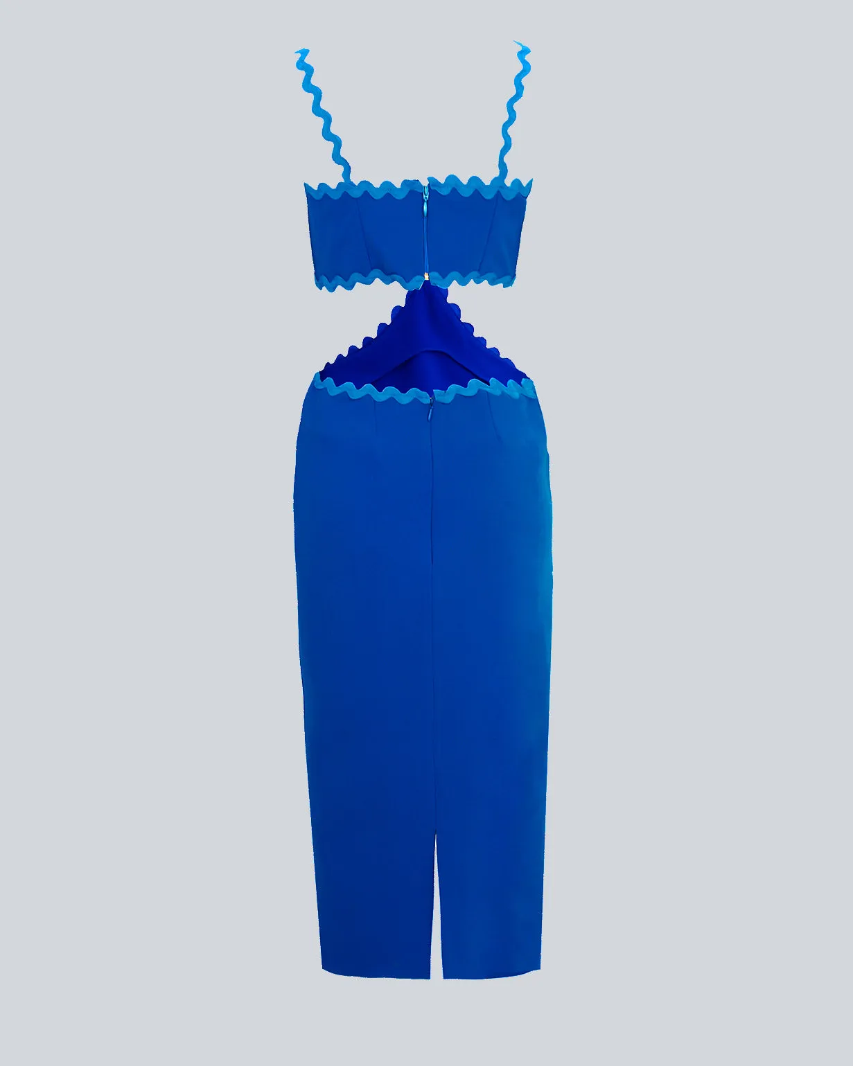 ZIG ZAG CUT-OUT DRESS IN BLUE
