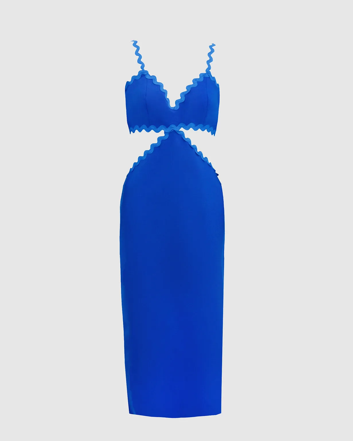 ZIG ZAG CUT-OUT DRESS IN BLUE