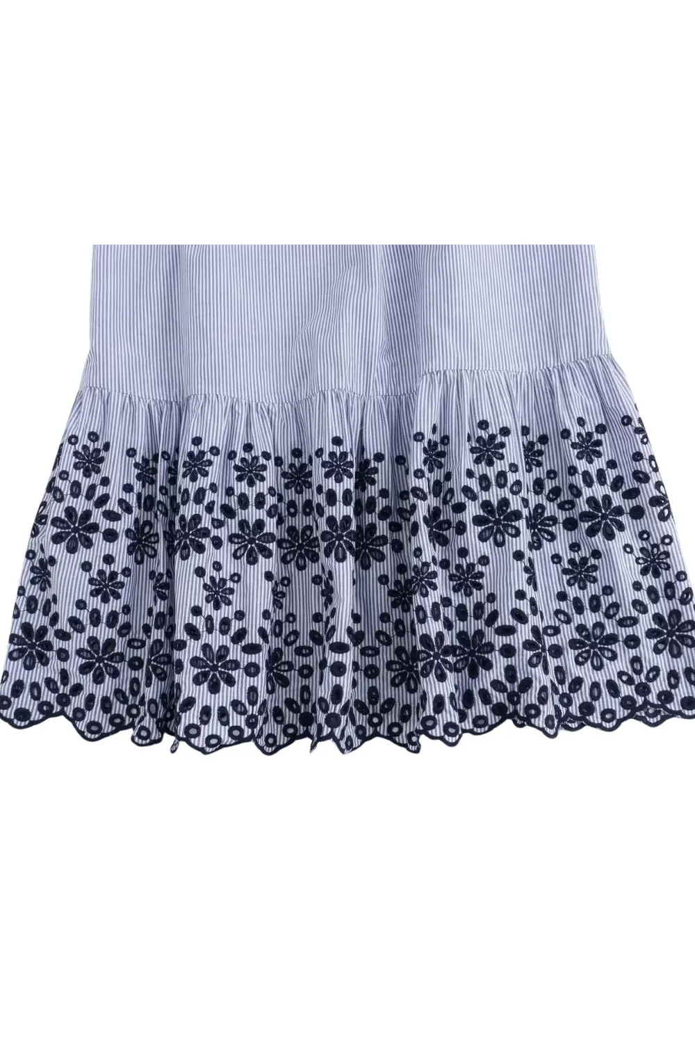 'Zoe' Cutwork Embroidered Striped Dress